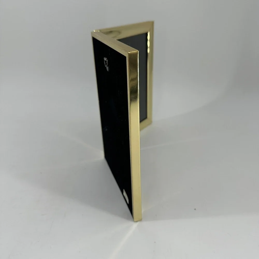 Gold Tone Double Hinged Picture Frame 5x7 Desktop Display Photos Vintage